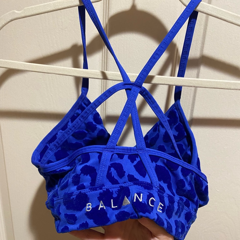 Balance athletica blue leopard sports bra